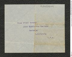 Nachlass Franz Steindachner, Kuvert adressiert an Ethel Hopper, Inv.Nr. 237.01, Seite 1
